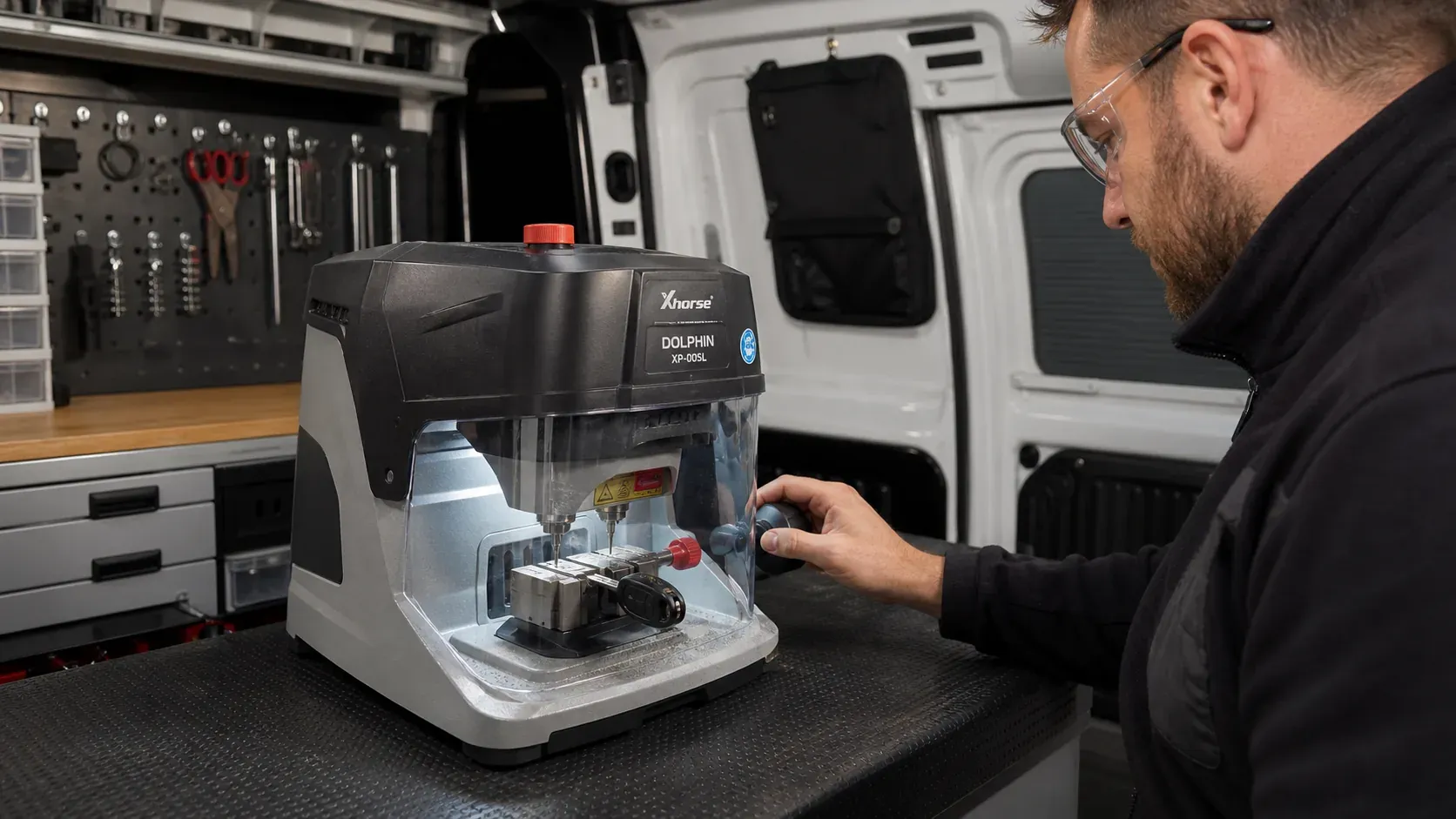 Automotive key cutting in Melbourne using a mobile locksmith machine