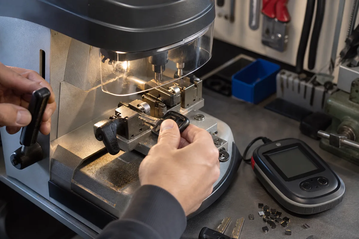 Car key cutting with a mobile key-cutting machine at the vehicle in Geelong