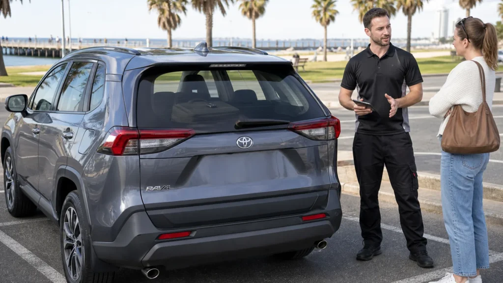 Vehicle owner receiving guidance after keys were locked in a car