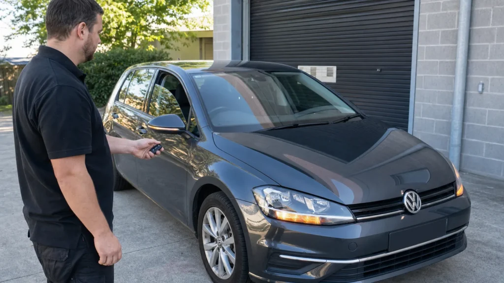 Testing an authorised car key after service