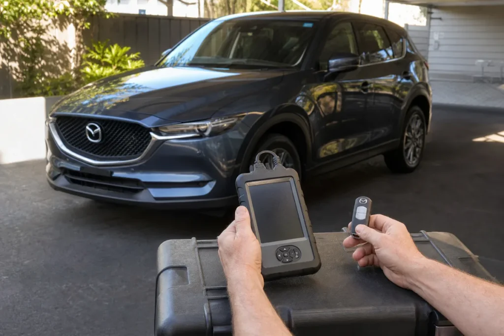 Smart key diagnostics equipment used to check vehicle key systems in Melbourne